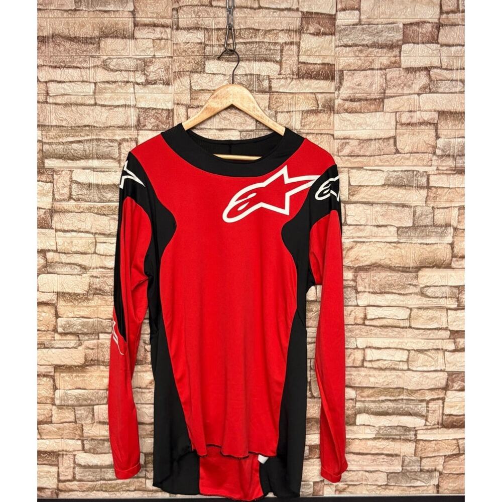 Alpinestars Moto Jersey Long Sleeve Racing Red Black bike MTB Sz Large